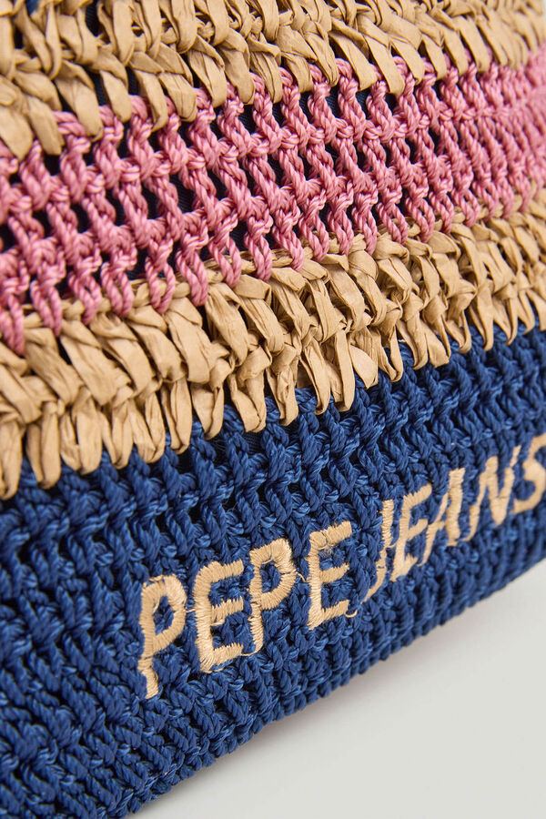Pepe Jeans Bolsa tote de r&aacute;fia riscas azul