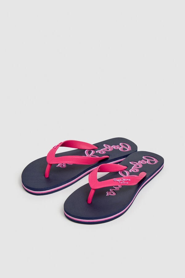 Pepe Jeans Chinelos de tiras largas com sola &agrave;s riscas rosa