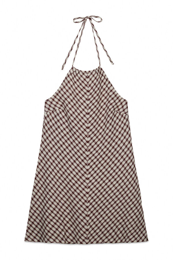 Women'secret Vestido curto estampado vichy marrom cru