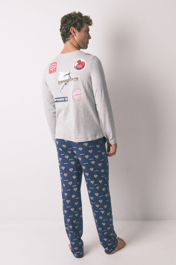 Women'secret Pijama comprido Superman cinza 100% algodão  cinzento