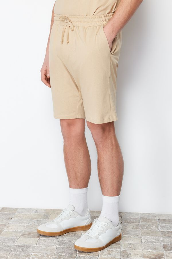 Trendyol Conjunto de pijama curto liso bege