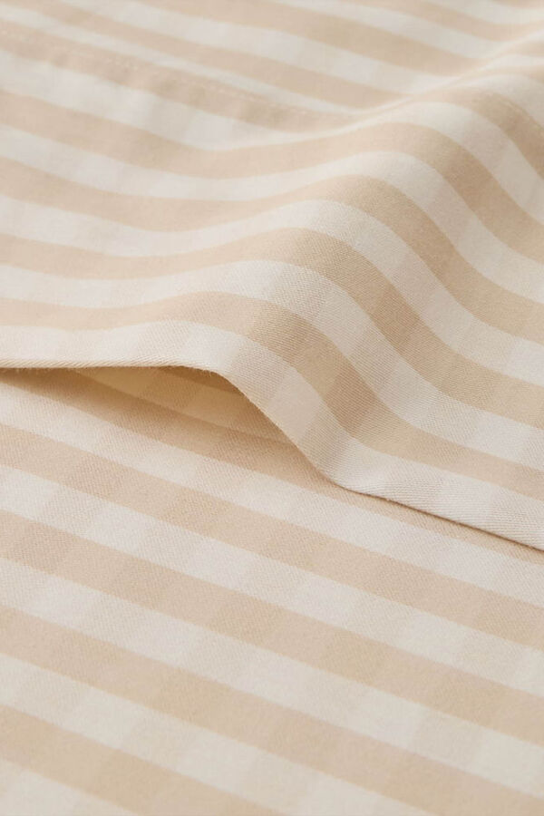 Textura Lençol de cetim de algodão xadrez Vichy bege