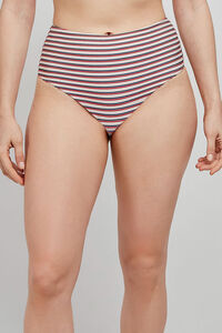 Gisela Cueca de biquíni alta com estampado riscas multicolor