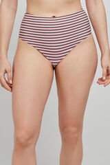 Gisela Cueca de biquíni alta com estampado riscas multicolor estampado