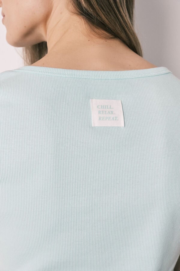 Women'secret Pijama manga corta verde cuadros Vichy verde