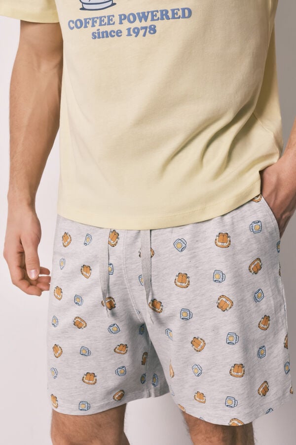 Women'secret Pijama de homem curto em 100% algod&atilde;o Garfield amarelo