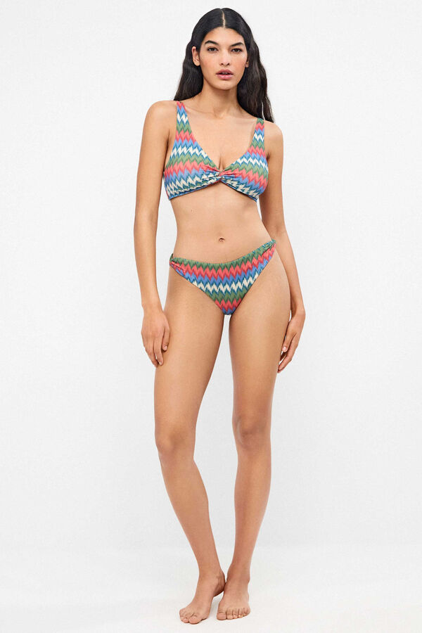 Gisela Cueca de biqu&iacute;ni cl&aacute;ssica estampado zig zag branco
