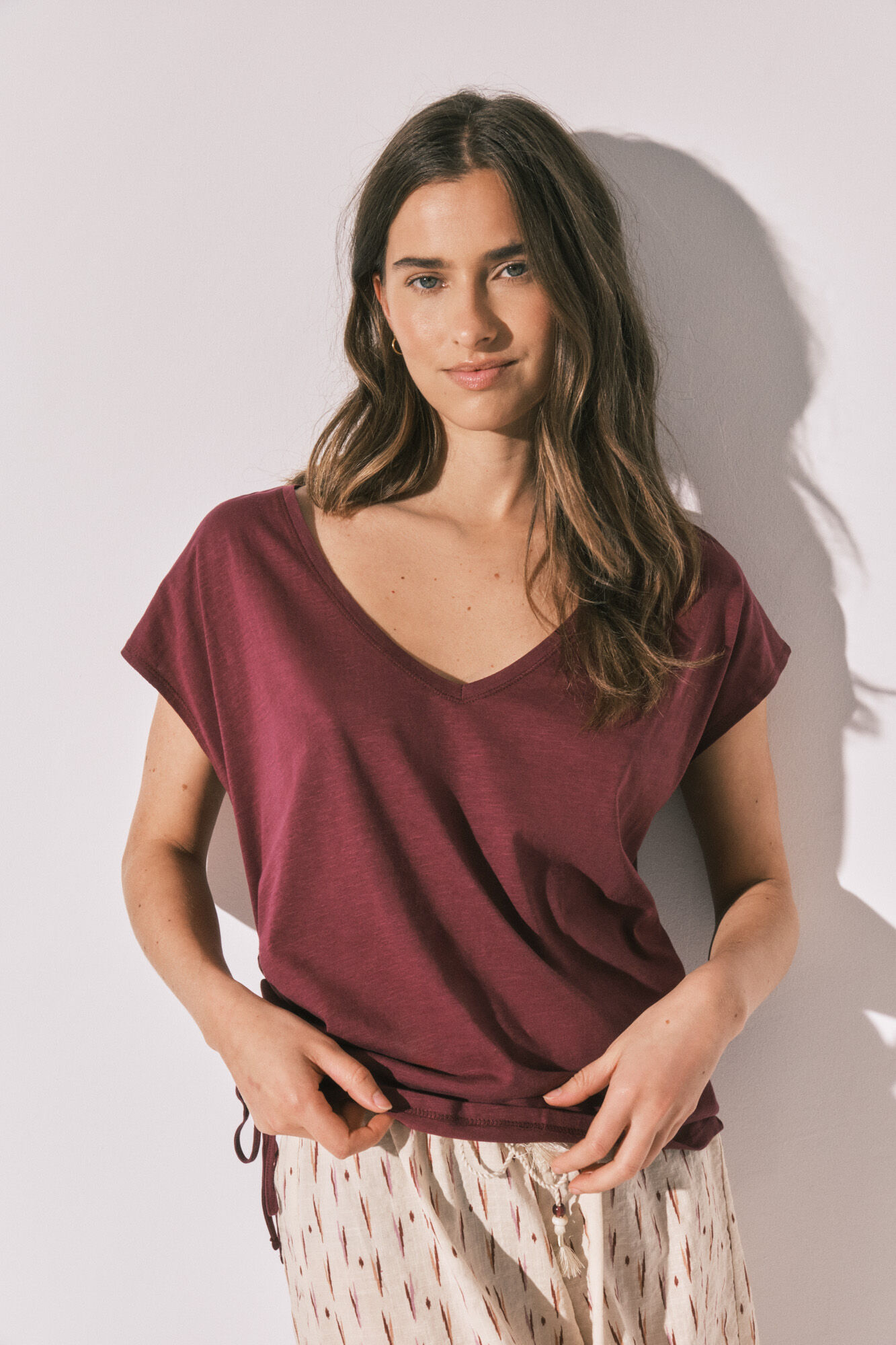 Women'secret T-shirt em algod&atilde;o com franzido gren&aacute;
