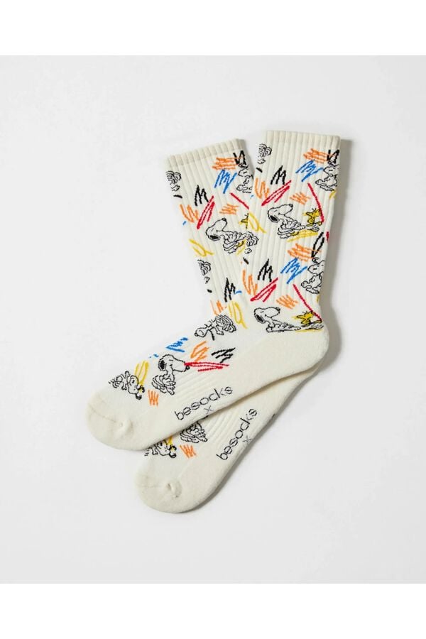 Besocks Meias altas desportivas BESOCKS Snoopy bege