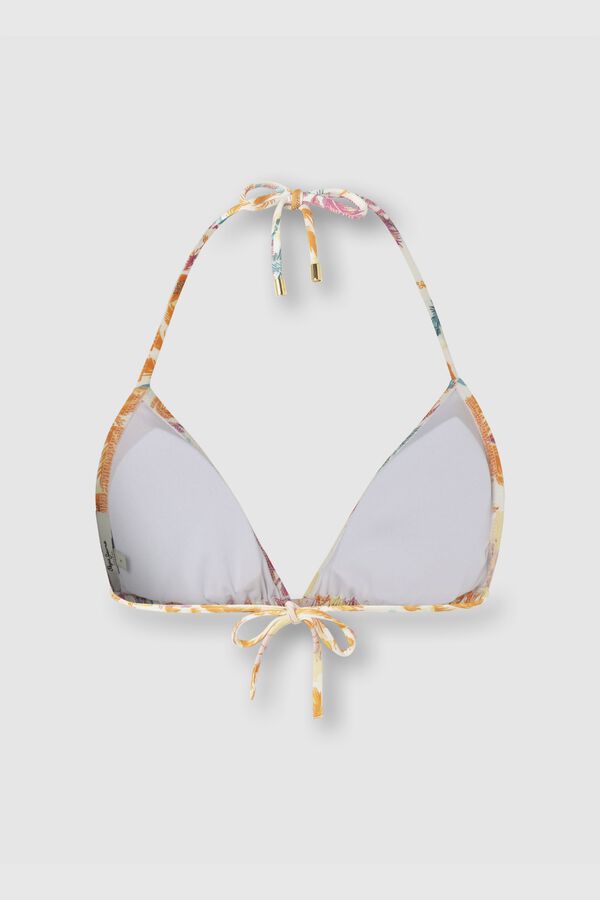 Pepe Jeans Top biqu&iacute;ni triangular estampado tropical rosa