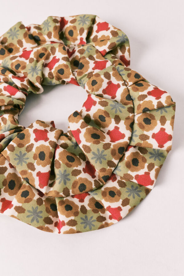 Women'secret El&aacute;stico de cabelo estampado de flores verde estampado
