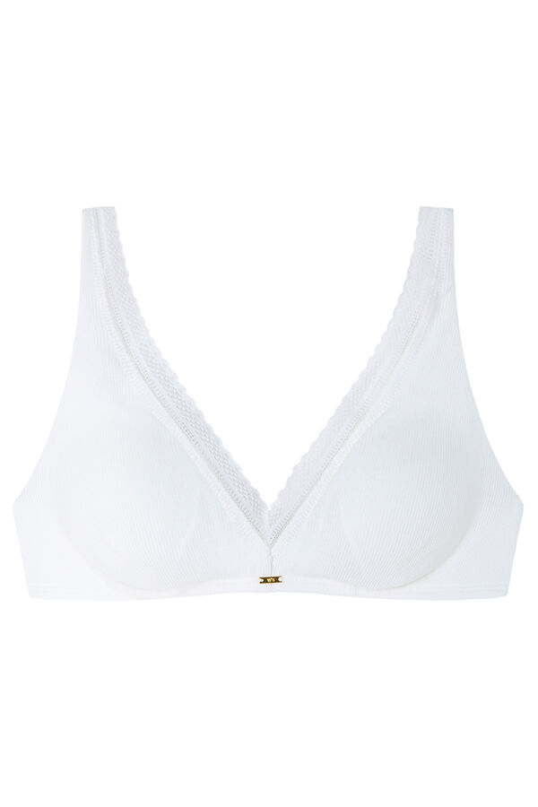 Women'secret FANTASTIC Ivory padding cotton halterneck triangle bra beige