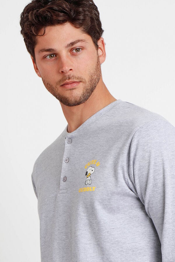 Admas Pijama masculino engraçado Snoopy cinzento