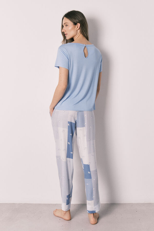 Women'secret Pijama comprido Cinnamoroll Patchwork azul