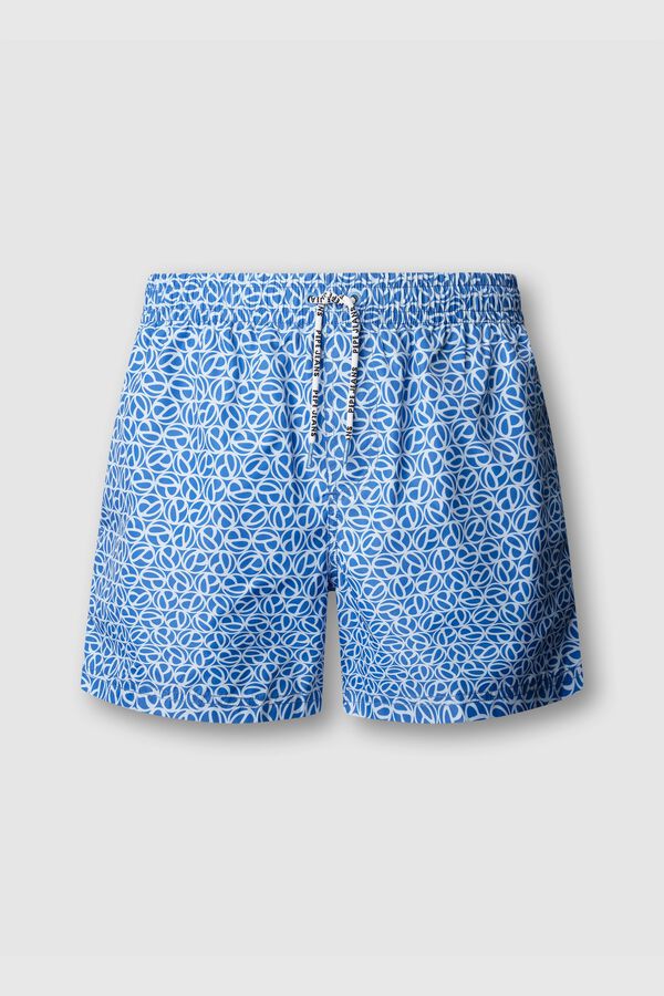 Pepe Jeans Fato de banho regular com cord&atilde;o estampado geom&eacute;trico azul