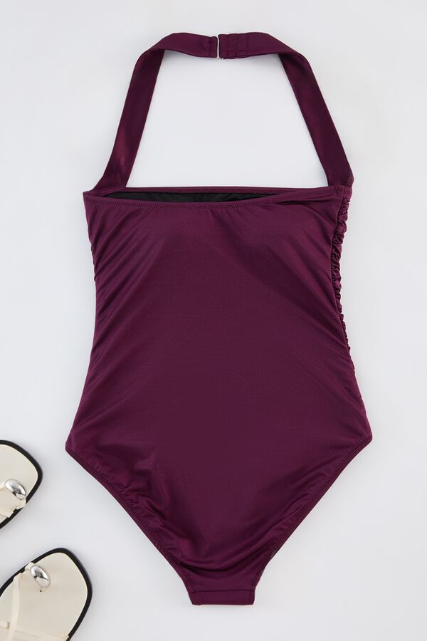 Trendyol Fato de banho acetinado com folhos rosa