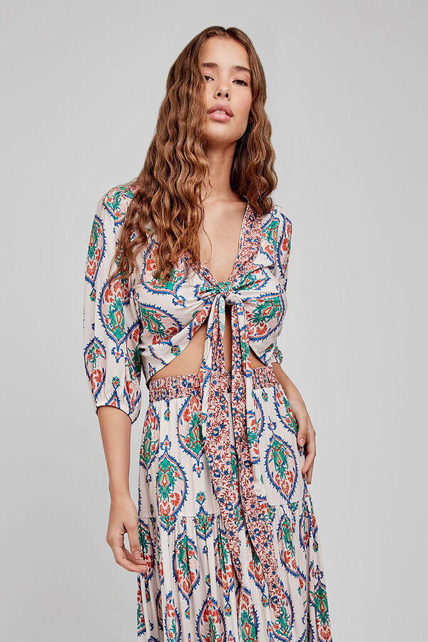 Gisela Saia comprida estampada branco