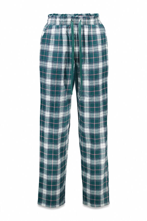 Women'secret Cal&ccedil;as compridas 100% algod&atilde;o flanela xadrez verde verde