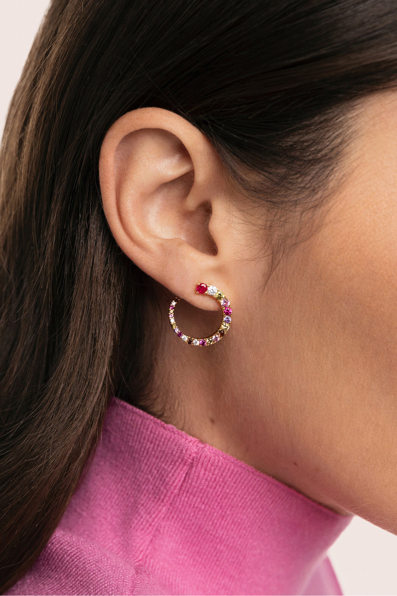 Singularu Pendientes Circle Estellar Ba&ntilde;o Oro