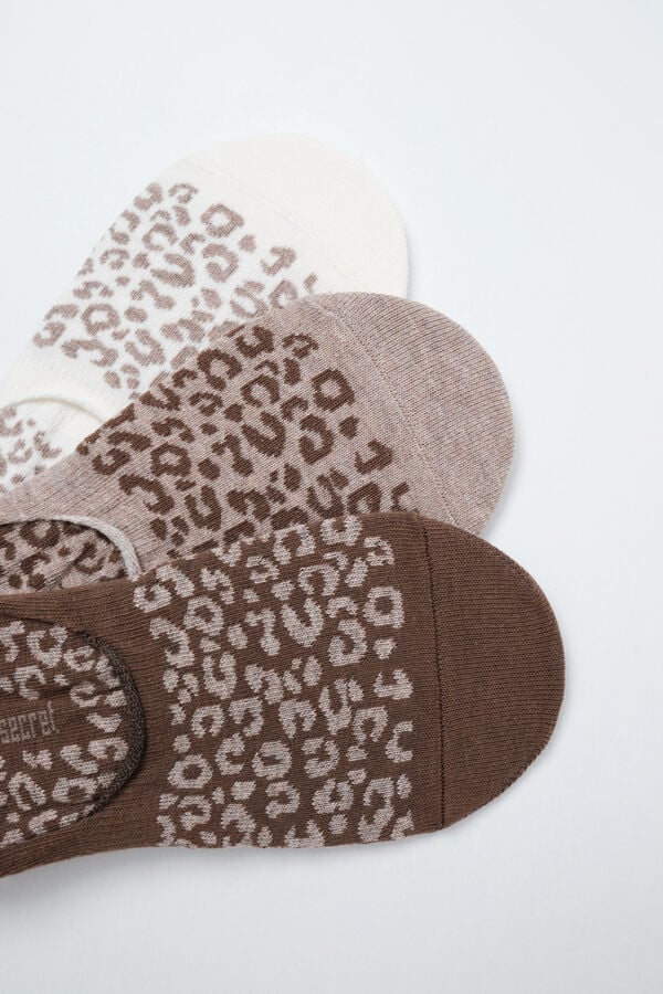 Women'secret Pack 3 meias slip estampado animal castanho cru