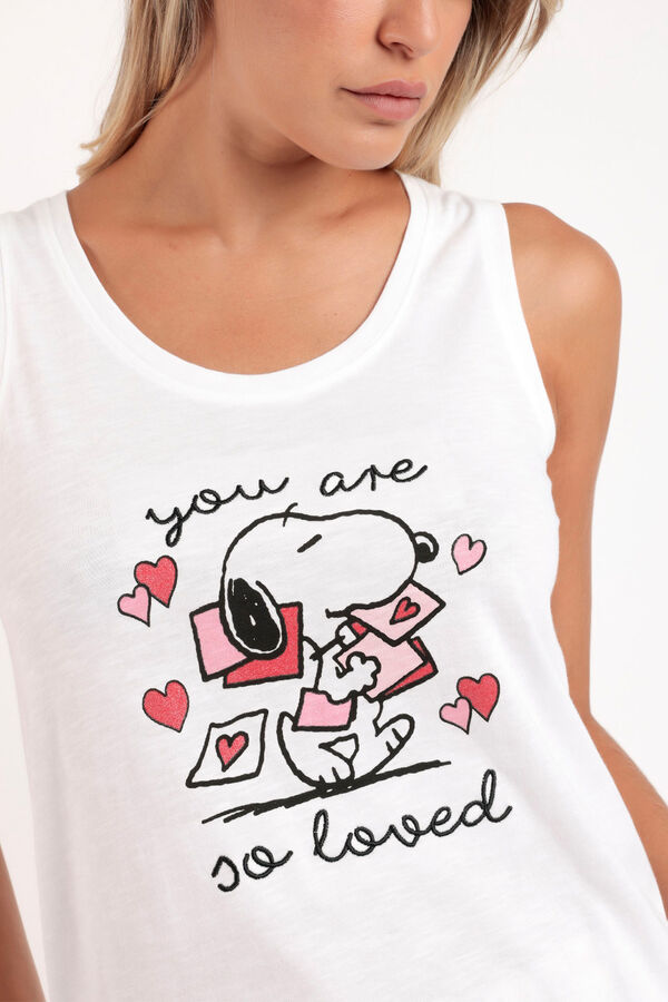 Admas In my heart Snoopy sleeves short pajamas white