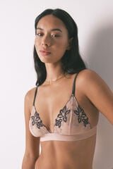 Women'secret Sujetador NATURAL tul bordado negro negro