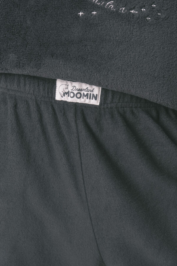 Women'secret Pijama comprido em polar estampado Moomin cinza cinzento