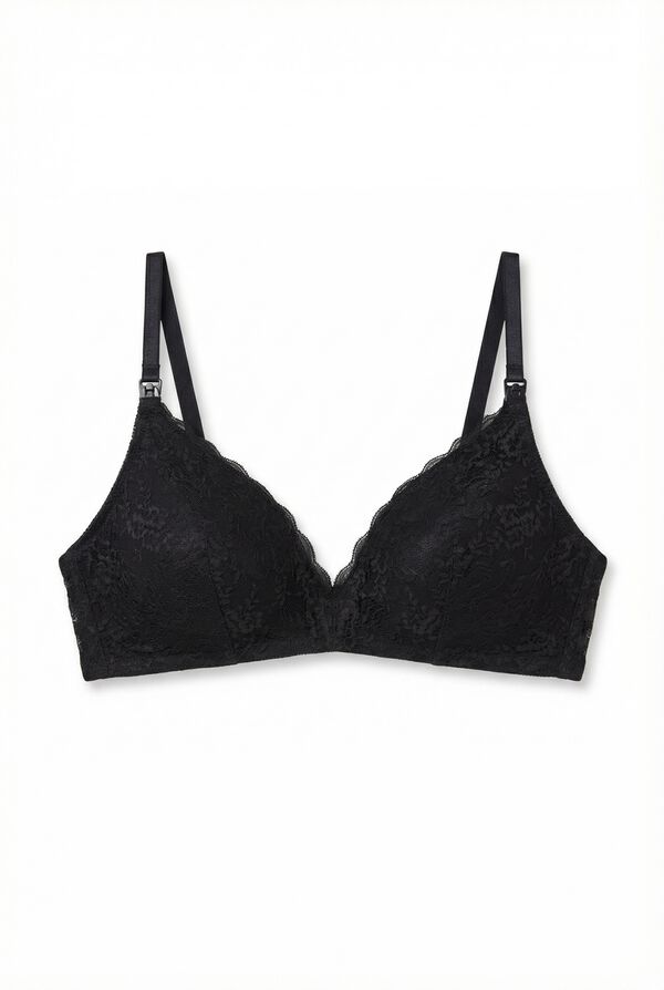 Women'secret Soutien maternity triangular com enchimento de renda preto LOVELY preto