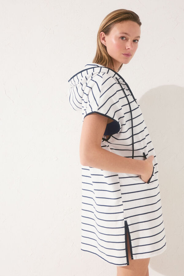 Women'secret Vestido de pelúcia riscas azul marinho azul