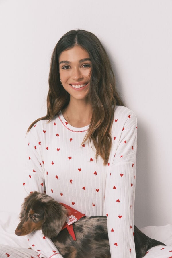 Women'secret Pijama comprido estampado Mickey Cherry branco