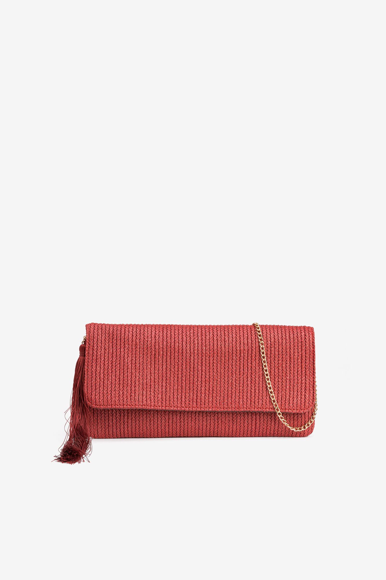 Vilanova Mala clutch com efeito de palha e franjas