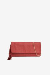Vilanova Mala clutch com efeito de palha e franjas vermelho