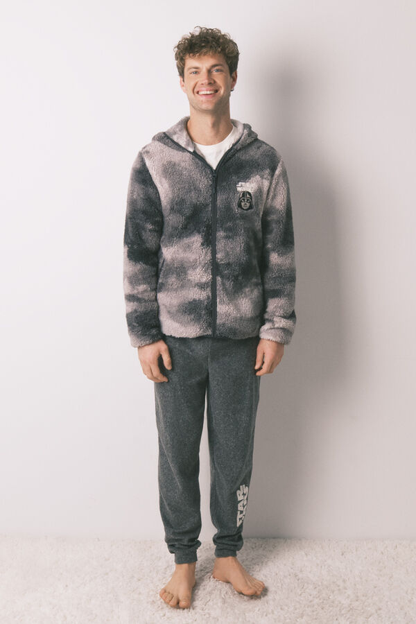 Women'secret Robe curto masculino com pelo cinza Star Wars cinzento