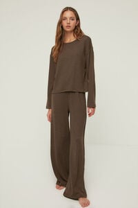 Trendyol Conjunto de pijama canelado marrom 