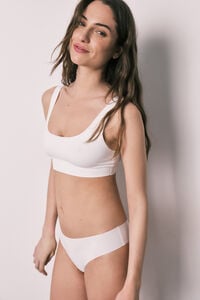Women'secret Tanga clean cut de microfibra branca