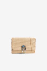 Vilanova Mala clutch efeito pele com missangas