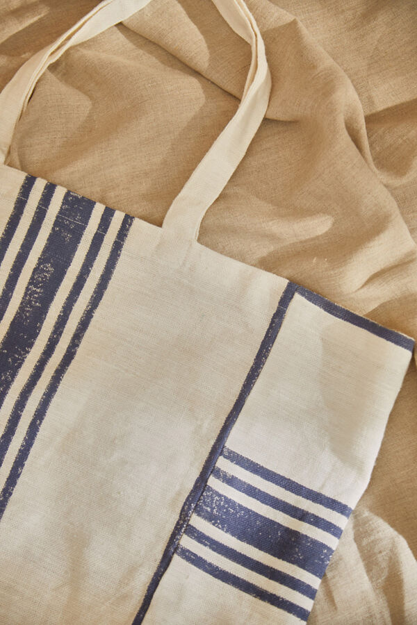 Calma House Lili blue striped print linen bag blue