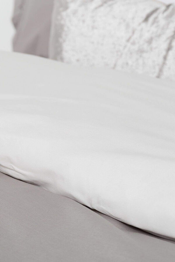 Textura Capa nórdica algodão percal reversível. Cama 135-140 cm. cinzento