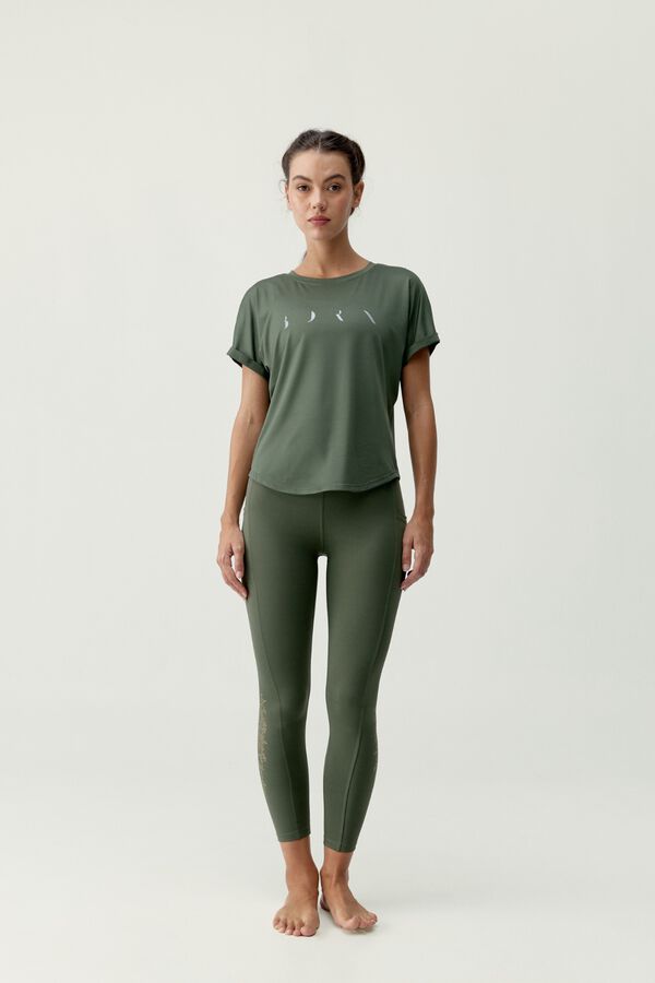 Born Living Yoga T-shirt Azami Kaki Leaft S caqui