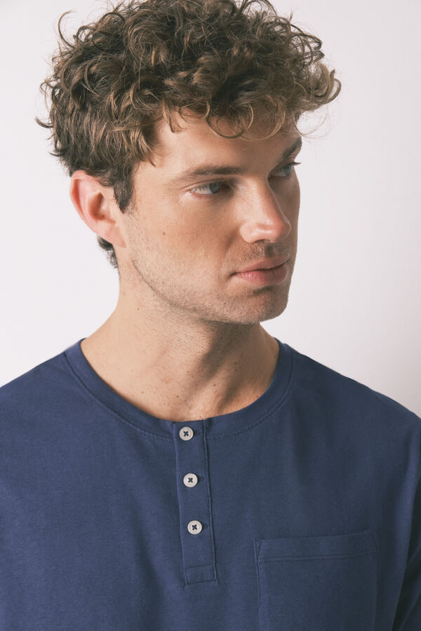 Women'secret Pijama comprido, 100% algodão, xadrez azul azul