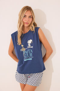 Women'secret Pijama curto geométrico do Snoopy 100% algodão