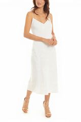 Ivette Bridal Camisa de dormir midi b&aacute;sica em cetim bege