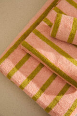 Calma House Toalha de lavat&oacute;rio em algod&atilde;o turco &agrave;s riscas rosa Saturno 30x50 rosa