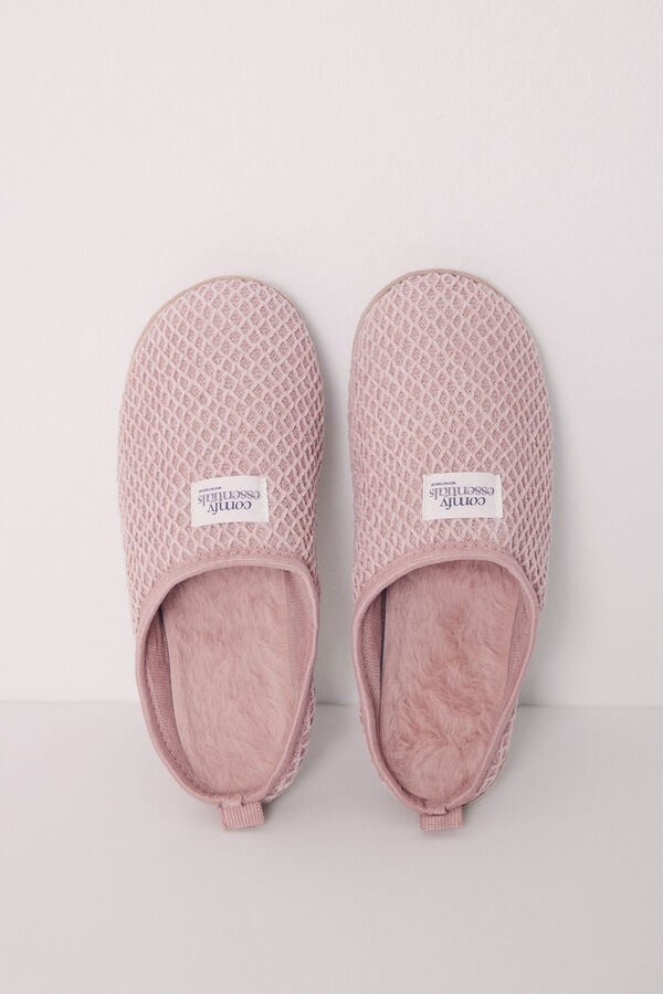 Womensecret Pink chenille slippers pink