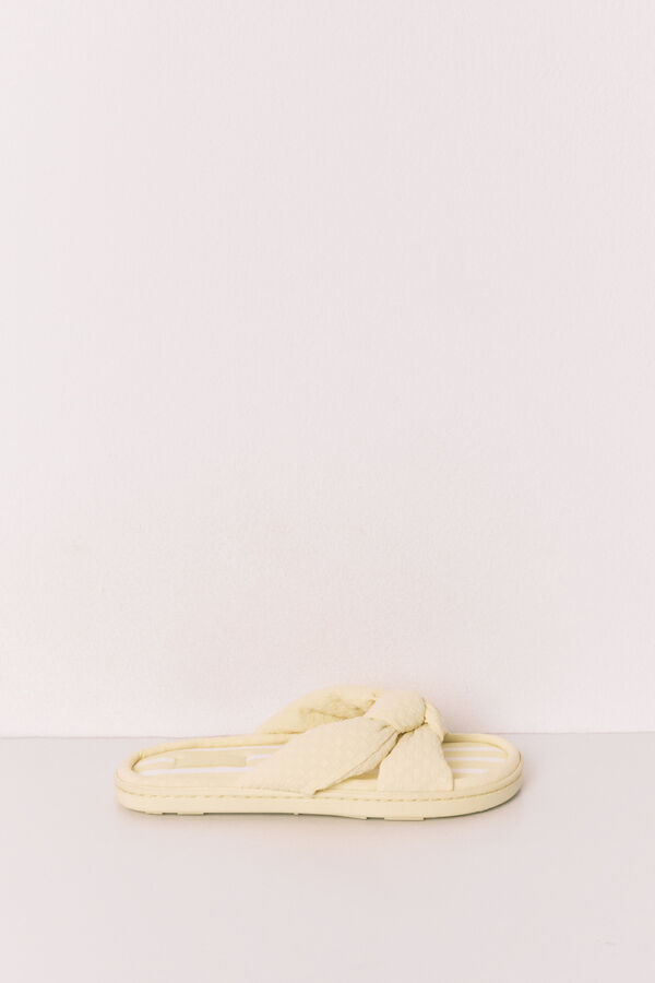 Women'secret Chinelos de quarto com la&ccedil;ada volumosa amarelo estampado