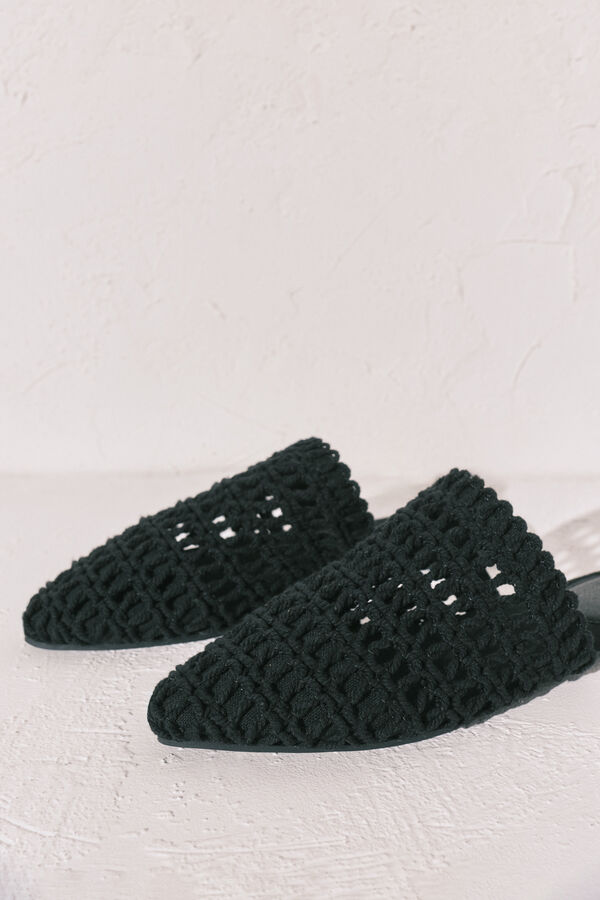 Women'secret Sand&aacute;lia mule em crochet preta preto