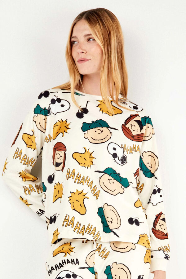 Gisela Conjunto de pijama de polar elástica Peanuts branco