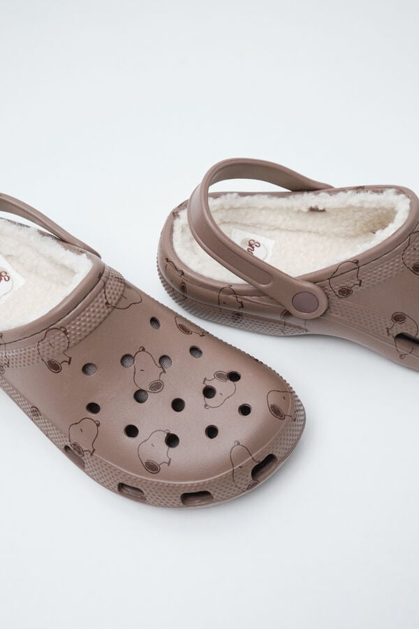 Women'secret Chinelos de quarto tamanco forrado cru