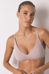 Women'secret Sujetador triangular algodón beige