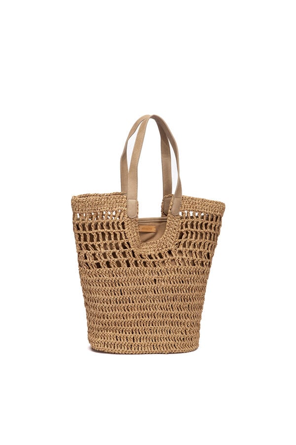 Abbacino  Cesto de r&aacute;fia camel castanho